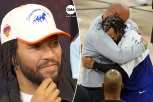 Jalen Brunson expressed feelings after the NBA championship that had been held back for a long time.