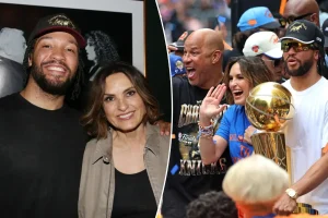 Jalen Brunson from the Knicks shows support for Mariska Hargitay at a Broadway performance.