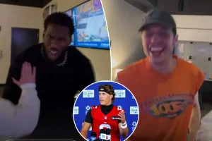 Jaxson Dart and Giants teammates enjoy a special Knicks moment with Pete Davidson
