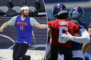 Jaxson Dart and Odell Beckham Jr. support the Knicks in Game 1 of the NBA Finals