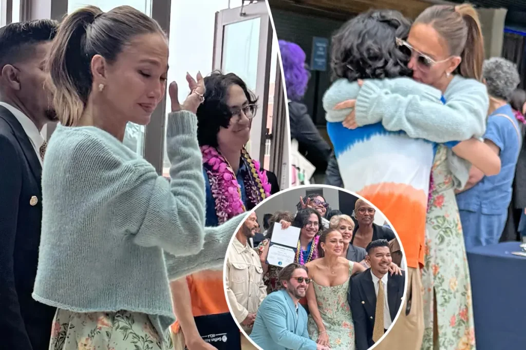 Jennifer Lopez tears up at her son Max's graduation