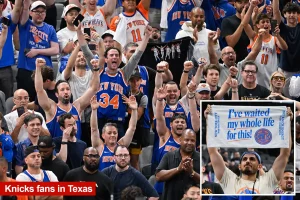 Joyful Knicks fans rejoice after ending championship drought at Frost Bank Center