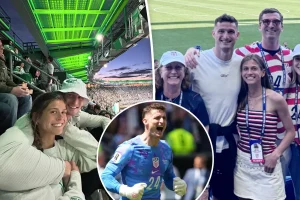 Kelsey, Matt Freese's girlfriend, honors USA World Cup victory in a patriotic outfit.