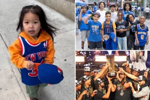 Kids' ticker-tape celebration held by the Children's Museum of Manhattan in honor of the Knicks