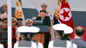 Kim Jong Un demands two large warships annually as part of naval growth strategy, according to reports.