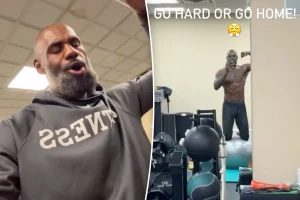 LeBron James worked out and showed off his toned abs just hours before the Lakers announcement became public.