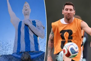 Lionel Messi's 85-foot World Cup statue in Argentina gains attention for its unusual stance