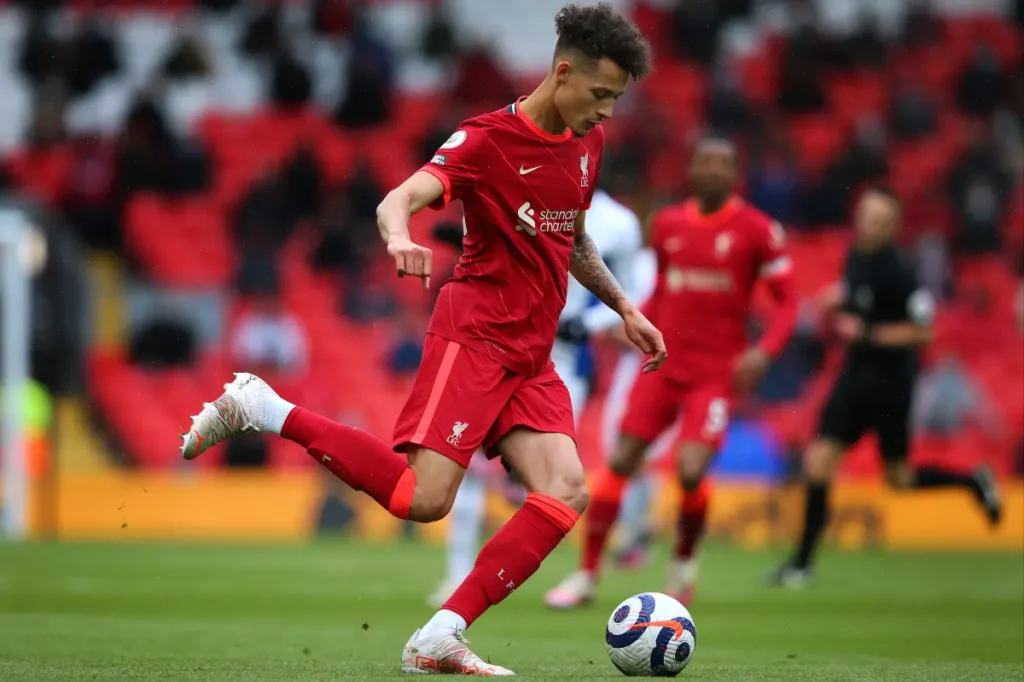 Liverpool defender Rhys Williams practicing with Red Bulls