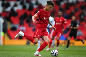 Liverpool defender Rhys Williams practicing with Red Bulls