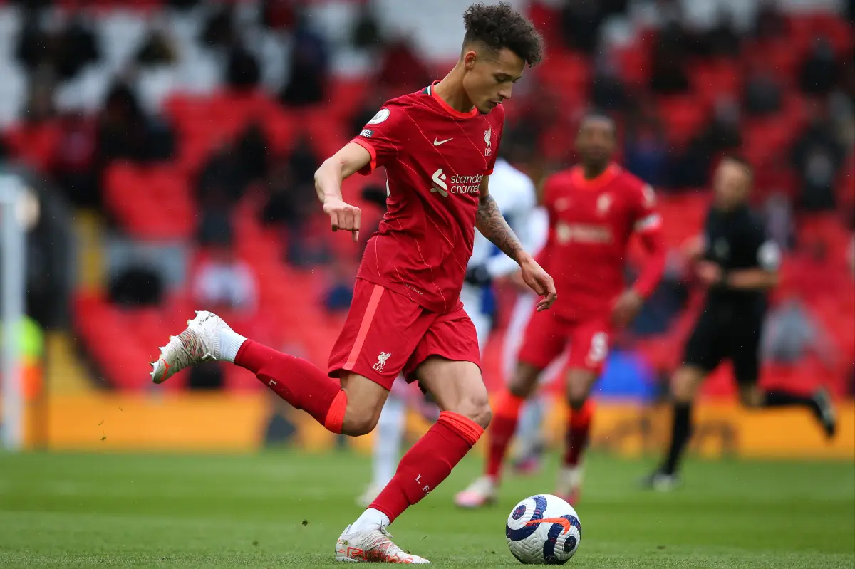 Liverpool defender Rhys Williams practicing with Red Bulls