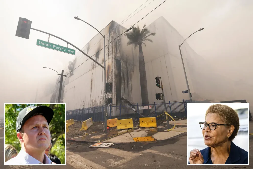 Los Angeles struggles with harmful smoke from a large warehouse fire while Spencer Pratt criticizes Karen Bass.