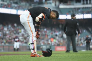 Luis Arraez exits Giants game, possibly affecting trade deadline outcomes.