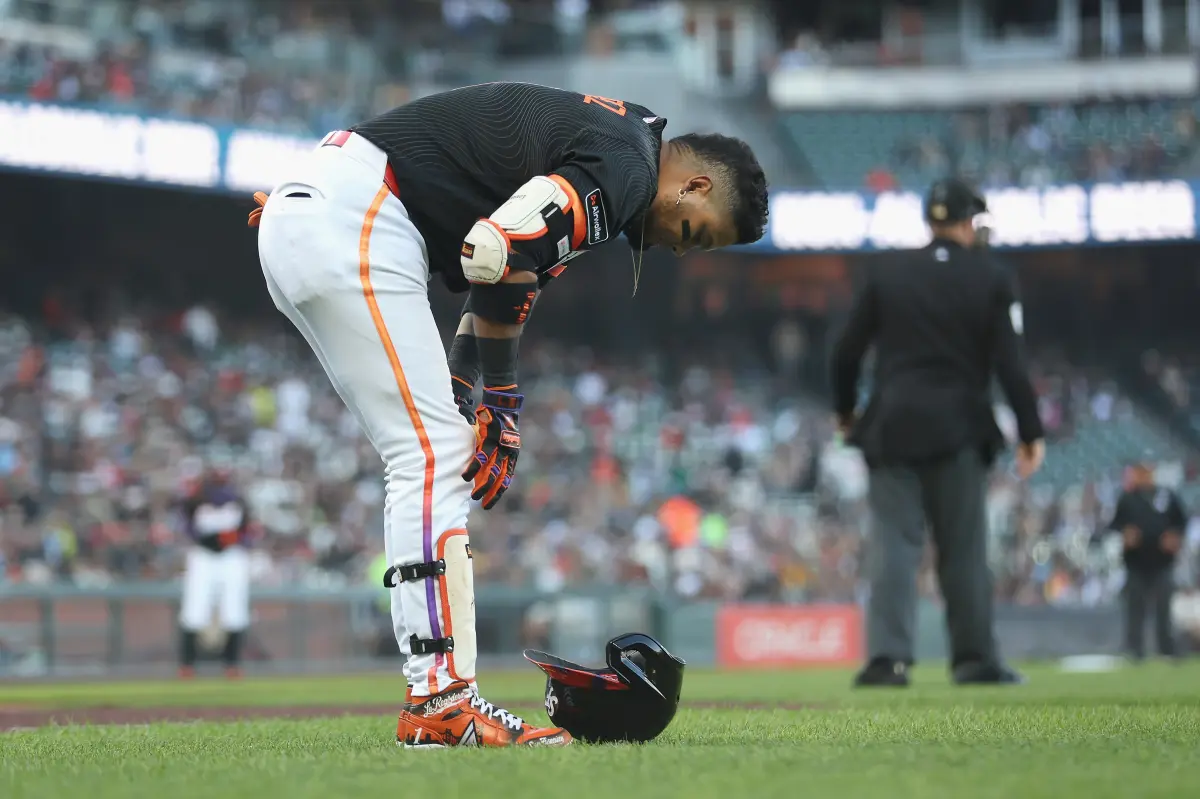 Luis Arraez exits Giants game, possibly affecting trade deadline outcomes.