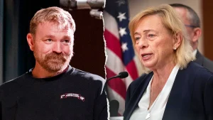 Maine Governor Janet Mills highlights her presence on the Senate ballot to voters.