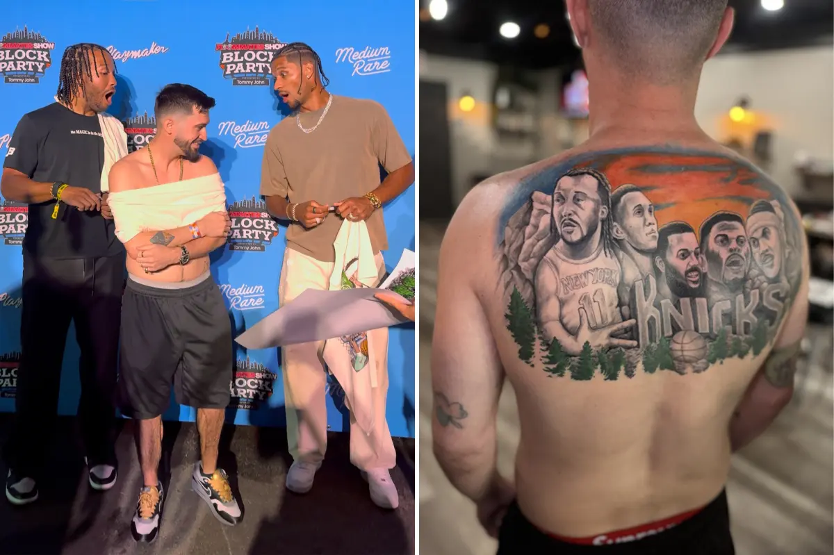 Man in NYC reveals large back tattoo of Knicks legends, surprising Jalen Brunson