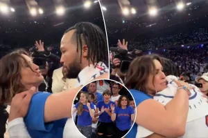 Mariska Hargitay has a heartfelt interaction with Jalen Brunson following the Knicks' victory.