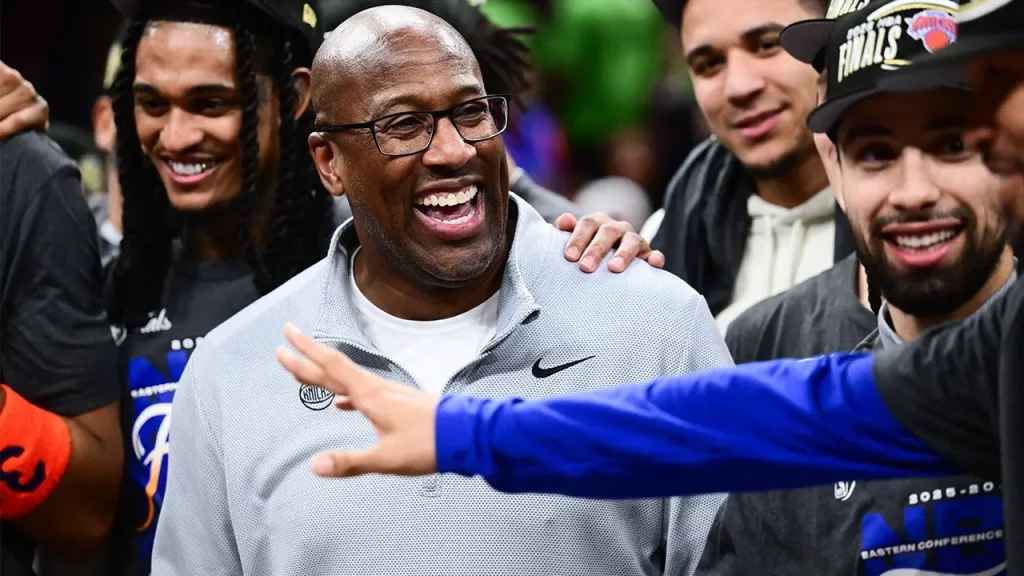 Mike Brown wears '10 Weeks' shirt during Knicks' championship parade following James Dolan's joke about abstinence