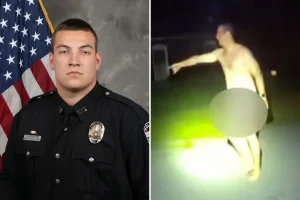 Officer dismissed after footage reveals him fatally shooting a suspect who was unarmed, naked, and staggering.