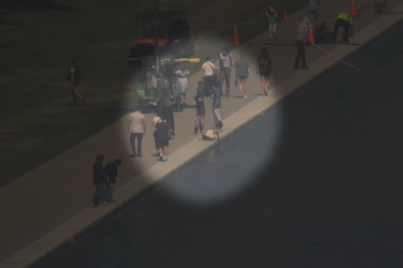 Park Police seek public assistance in identifying suspect linked to vandalism at the Lincoln Memorial Reflecting Pool.