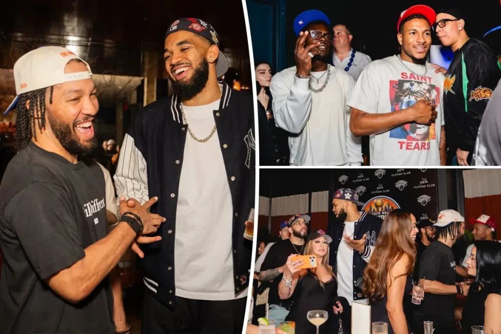 Photos reveal Knicks commemorating their championship at a private Manhattan venue.