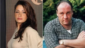 Sarah Shahi shares details about a passionate kiss scene with James Gandolfini on The Sopranos