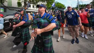 Scotland fans gather in Miami for match against Brazil after significantly reducing Boston's beer reserves.