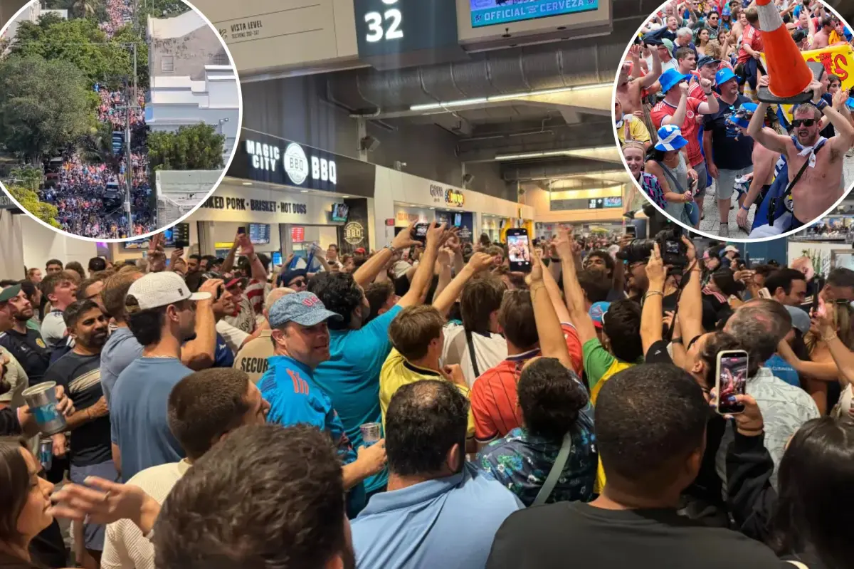 Scottish fans fill LoanDepot Park before the World Cup match against Brazil in a lively atmosphere