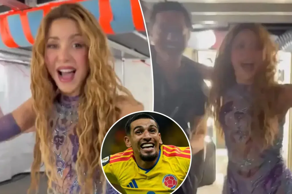 Shakira goes wild after Colombia's victory in the World Cup