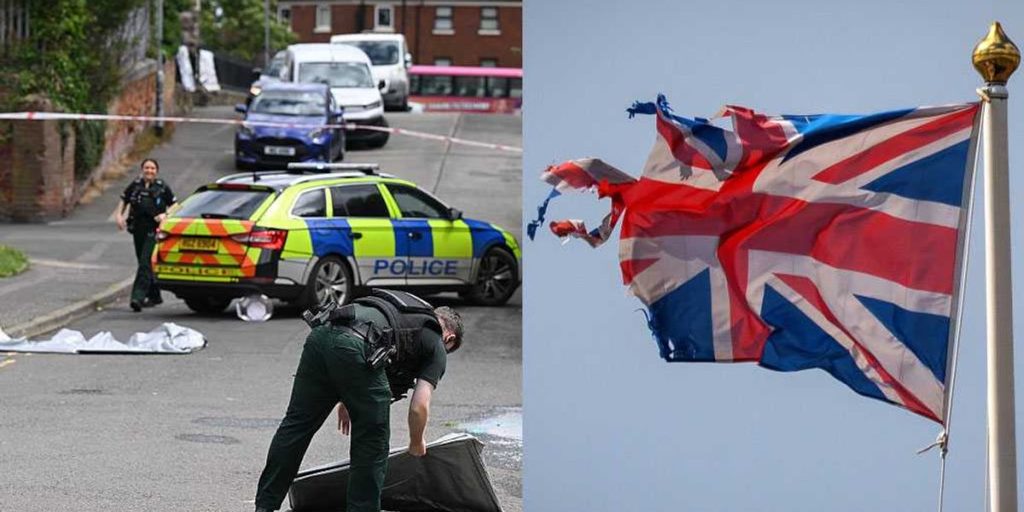 Sudanese suspect tries to behead UK citizen, but police urge public not to share photos.
