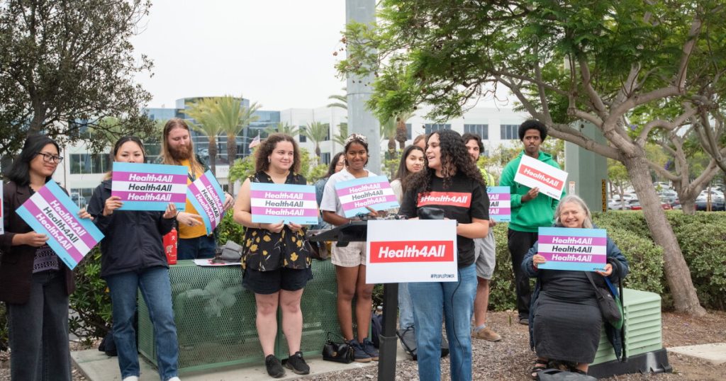 Supporters gather in San Diego to oppose suggested cuts to Medi-Cal.