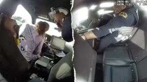 Suspect in handcuffs drives off in Dallas police car with officer onboard