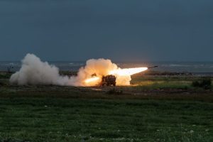 Taiwan’s armed forces set up new U.S.-supplied High Mobility Artillery Rocket System.