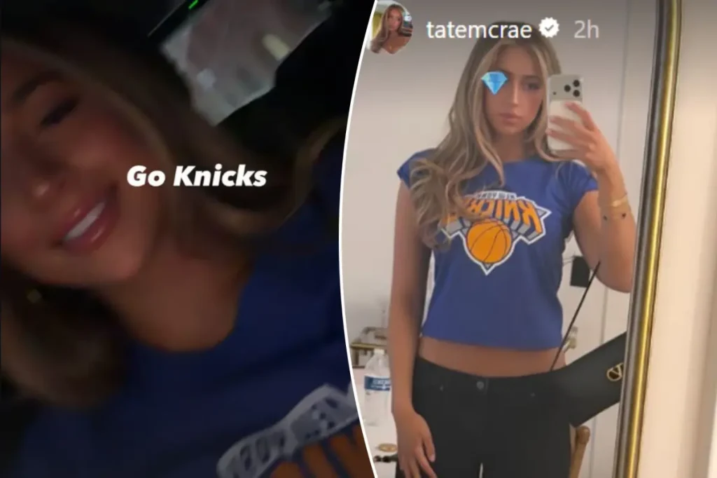 Tate McRae is getting into the Knicks spirit with photos from her Game 1 celebration.