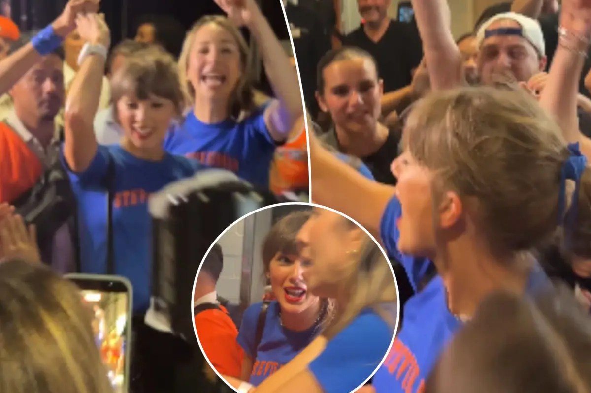 Taylor Swift has a lively celebration at MSG following the Knicks' surprising Game 4 victory: 'What is life?'