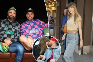 Taylor Swift's unexpected appearance captivates the audience at Travis Kelce's New Heights live event in Los Angeles.