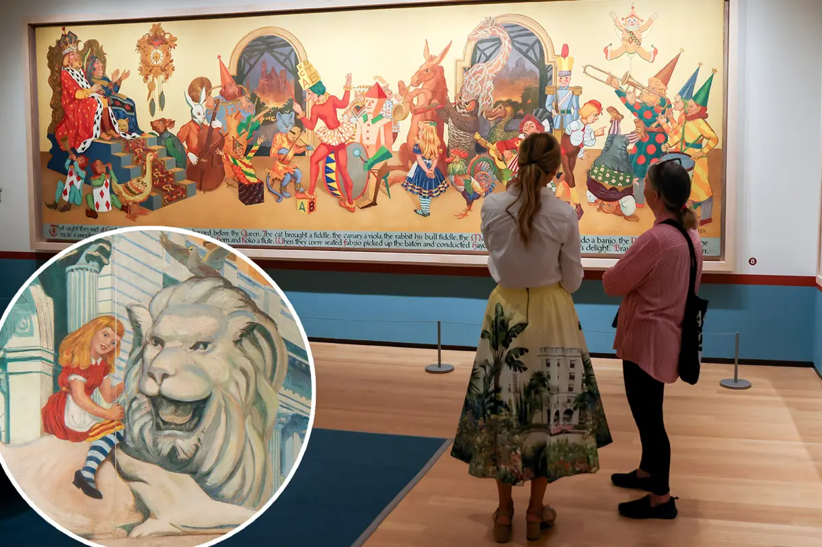 The ‘Alice in Wonderland’ mural from a hospital in NYC is now on public view.