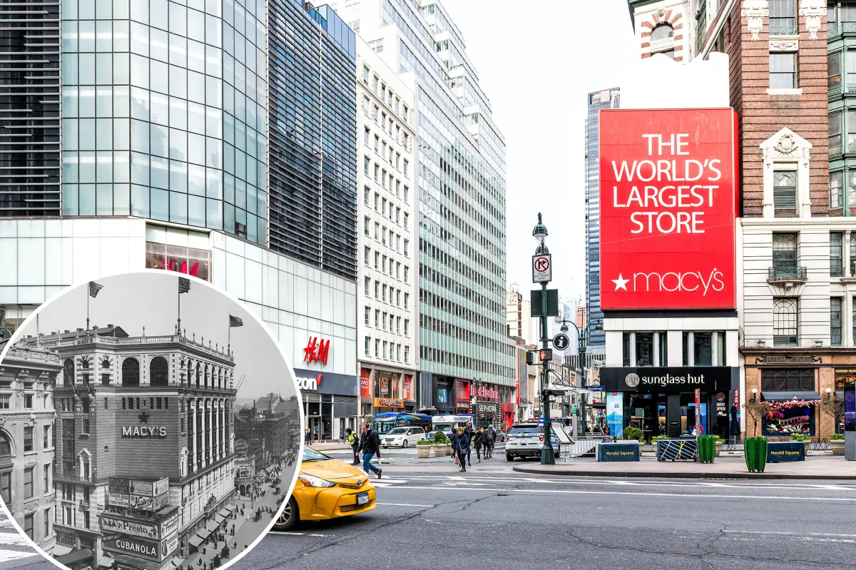 The 60-year-old 'shopping bag' billboard at Herald Square will be taken down this weekend.