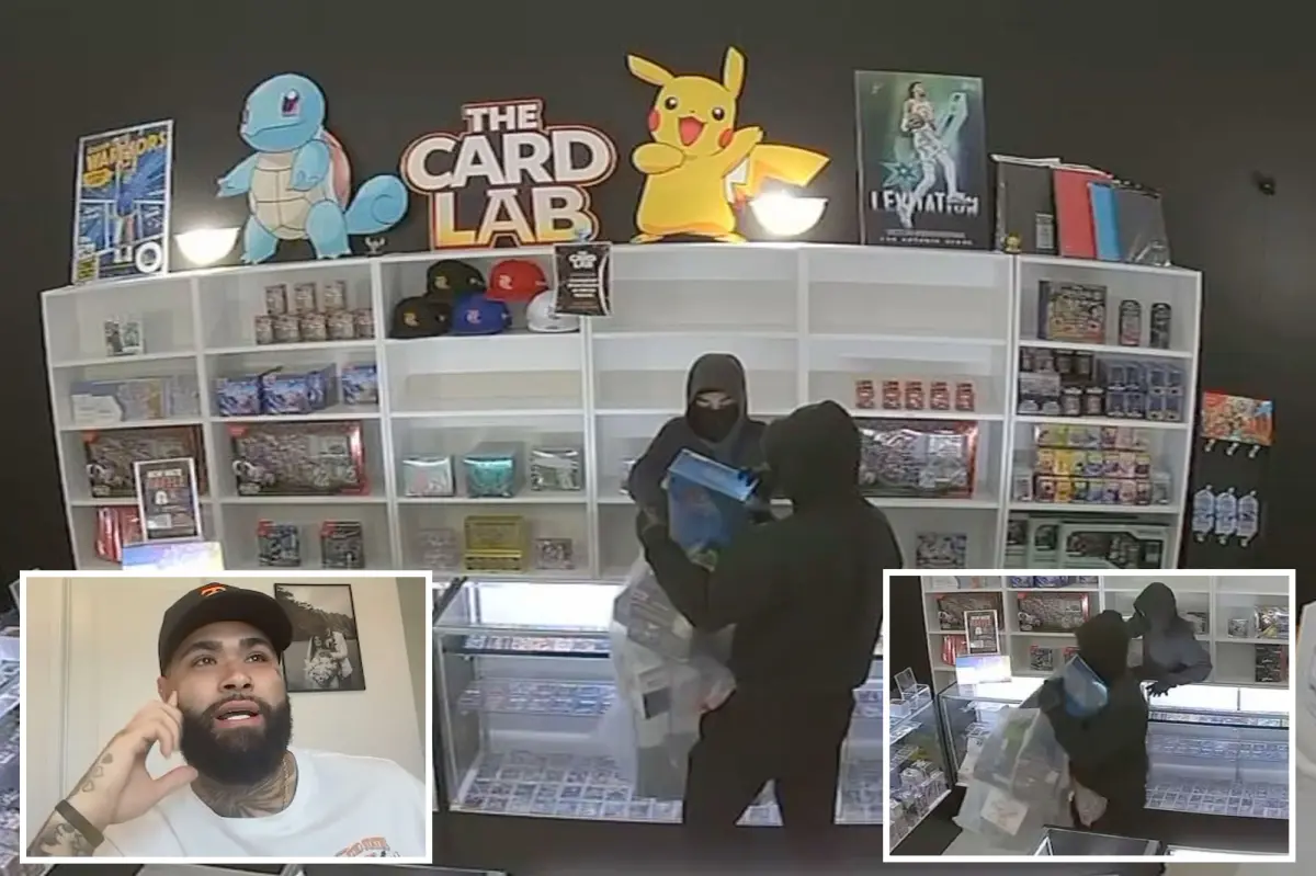 Thieves quickly steal $15,000 worth of Pokemon trading cards in less than 40 seconds.