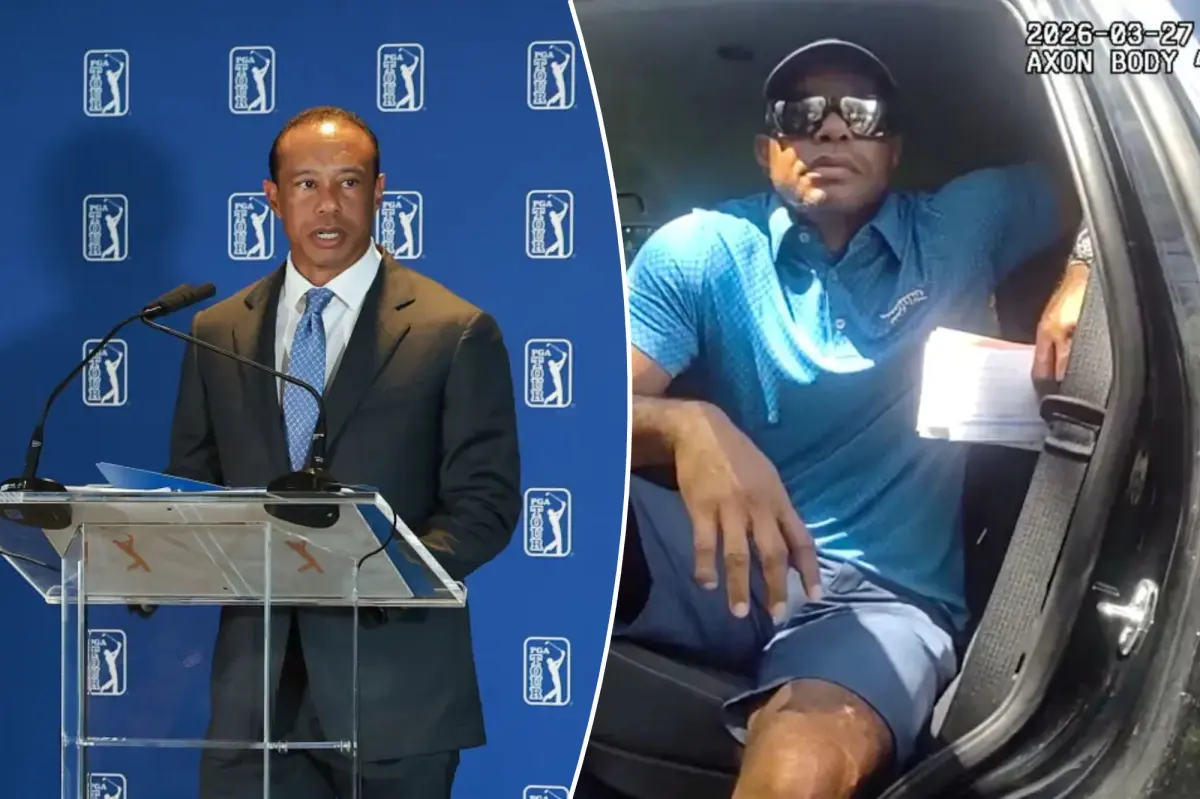Tiger Woods appears in public for the first time after his DUI arrest