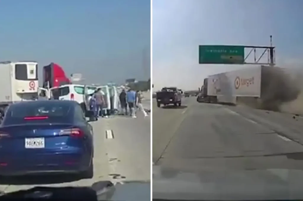 Tragedy on the 210 Freeway as a big rig claims a woman's life and injures 32 near Irwindale