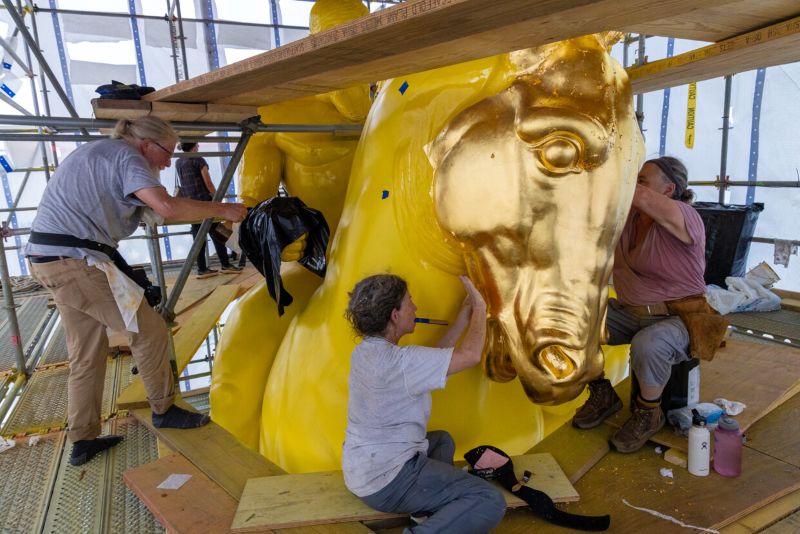 Trump announces updates on the restoration of The Arts of War sculptures, set to be completed by America's 250th anniversary.