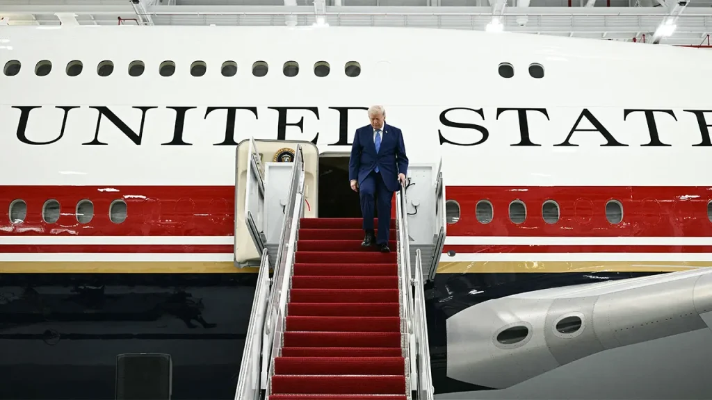 Trump reveals updated Air Force One featuring a fresh patriotic design.
