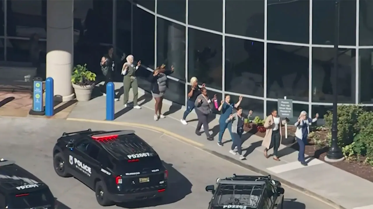 Two individuals were shot at a hospital in Wilmington, Delaware while authorities look for the shooter.