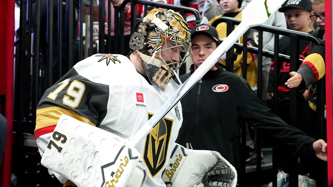 Vegas Golden Knights goalie Carter Hart refers to Hurricanes fans' 'no means no' chants as 'just noise'