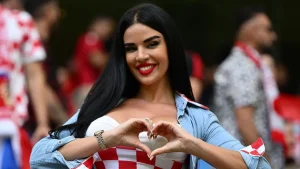 World Cup star Ivana Knoll makes a splash at AT&T Stadium to draw attention and cheer on Croatia.