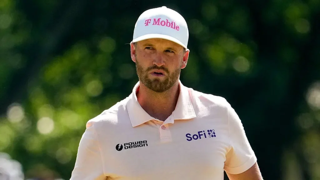 Wyndham Clark pokes fun at the Canadian Open audience by wearing a Jack Hughes Team USA jersey.