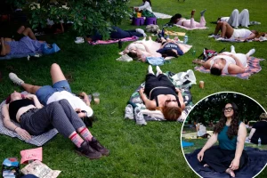 Young New Yorkers in Gen Z participate in a complimentary 'rest club' in NYC