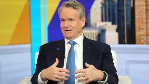 Bank of America’s CEO Moynihan downplays concerns about a recession due to interest rate increases.