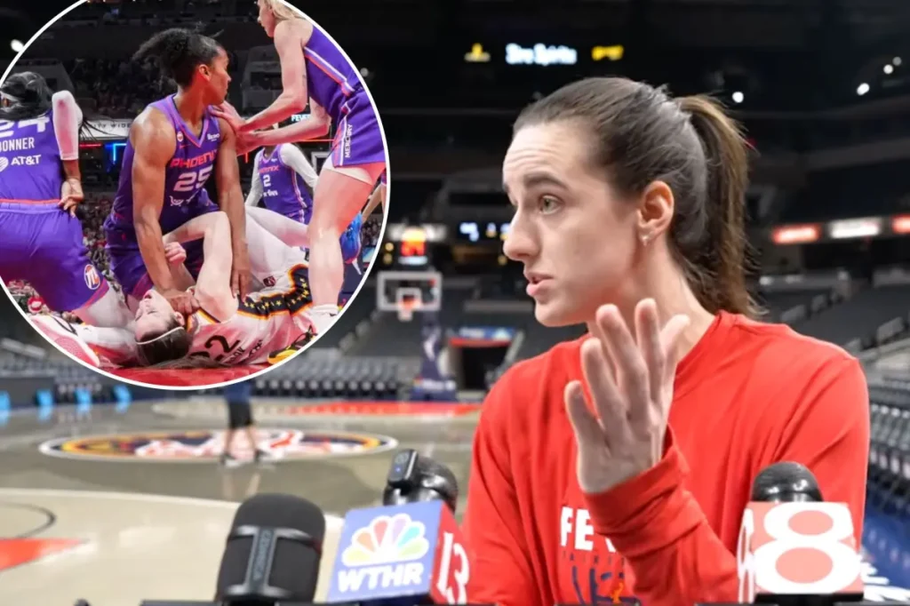 Caitlin Clark addresses WNBA discussions in her first remarks after being struck in the throat.