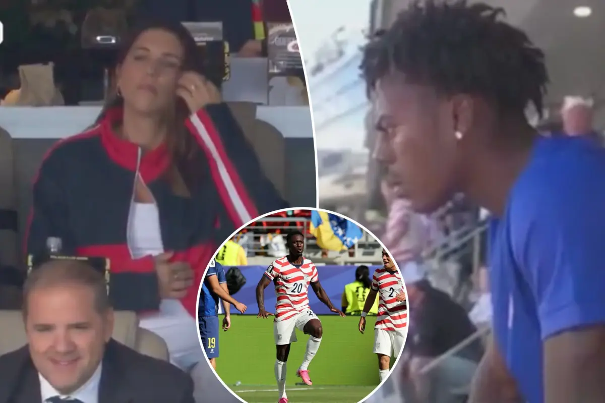 Caitlin Clark and Alex Morgan enjoy the USMNT's Round of 32 World Cup victory.